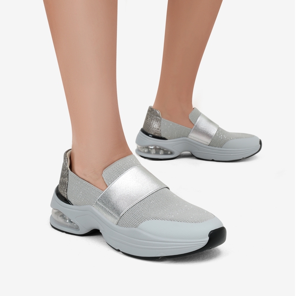 Slip-on Knitted Air Cushion Sneakers - GREY - 2